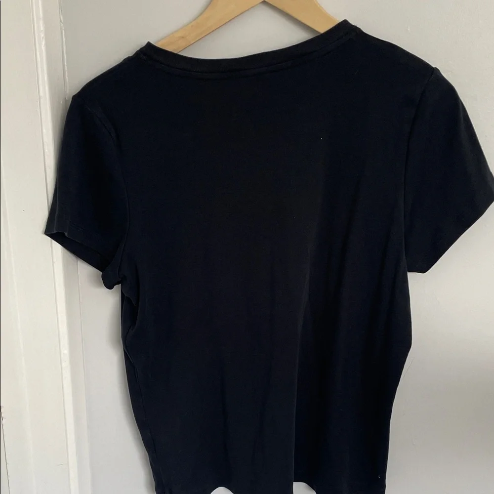 Croft & Barrow Black Floral Embroidered Tee size L - Picture 6 of 7